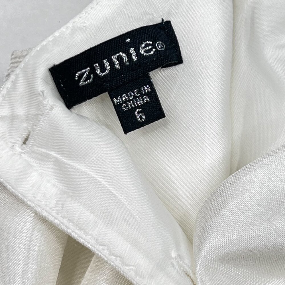 Zunie Stunning Satin Tule Fit & Flare Off-White Bow Tule Party Dress Size 6 - Picture 8 of 8